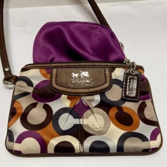 Coach Op Art Madison Wristlet Multicolor Signature Sateen Wristlet Leather Trim - Picture 3 of 9